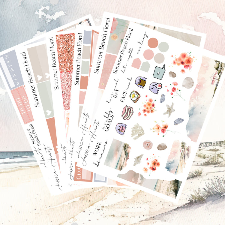 Summer Beach Floral Weekly Sticker Kit *Jessica's Faves Format*