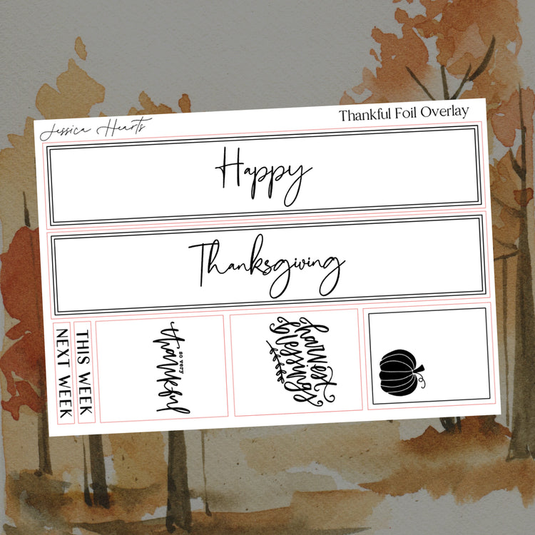 Thankful Foil Overlay Sticker Sheet (Transparent)