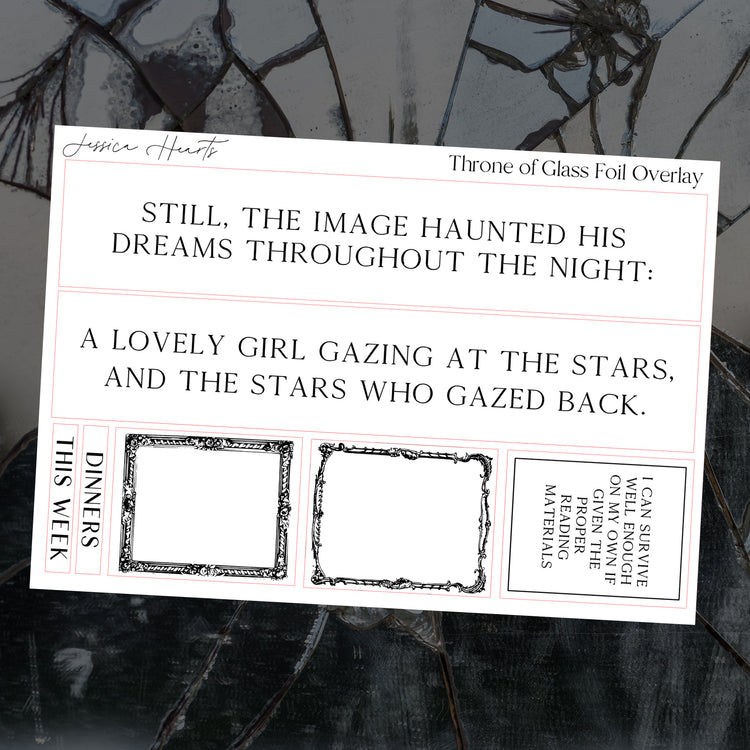 Throne of Glass Foil Overlay Sticker Sheet (Transparent)