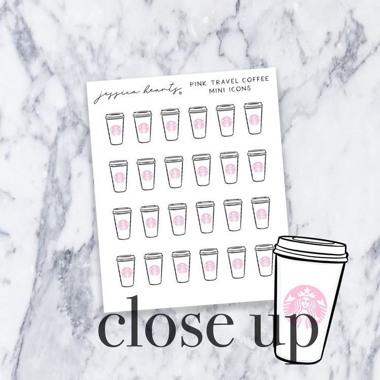 Pink Travel Coffee Mini Icons