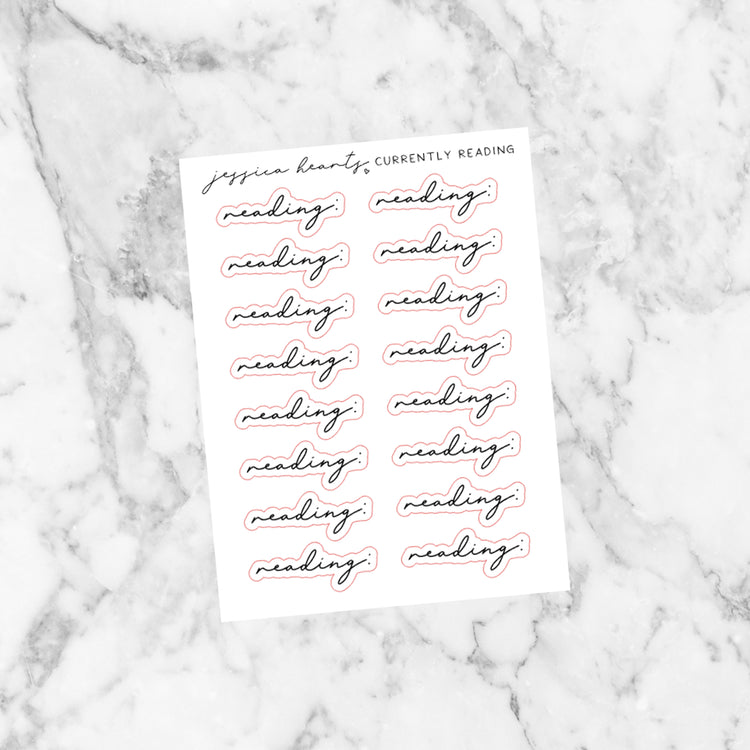 Currently Reading Foil Script Stickers (Transparent)