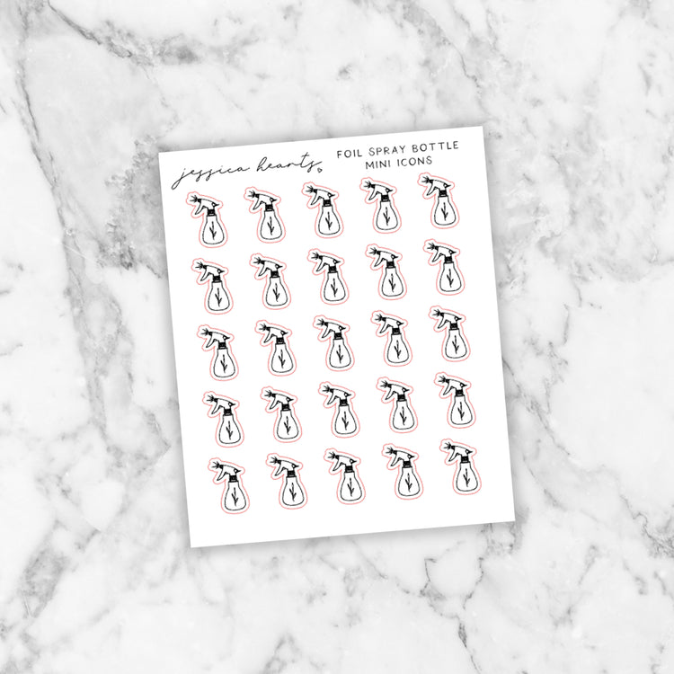 Floral Spray Bottle Foil Icon Stickers (Transparent)