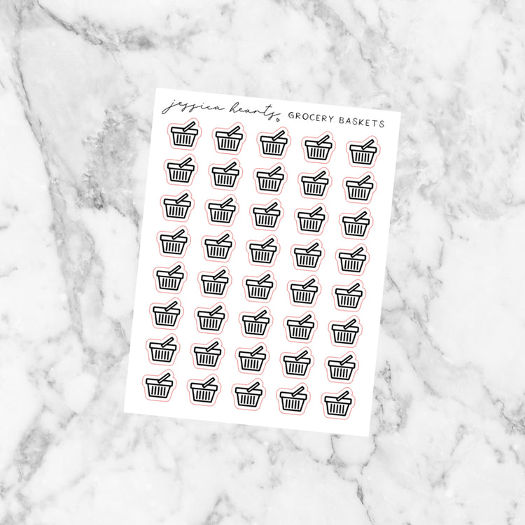 Grocery Basket Foil Stickers (Transparent)