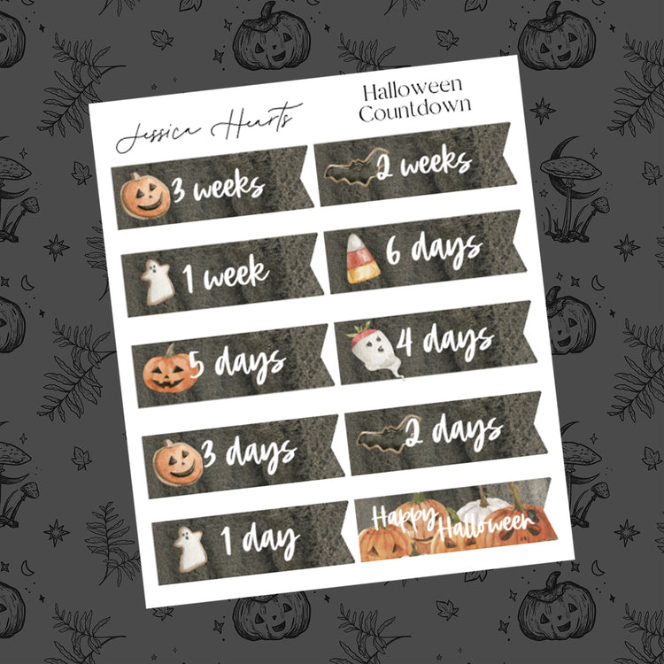 Halloween Countdown Sticker Sheet - Jessica Hearts