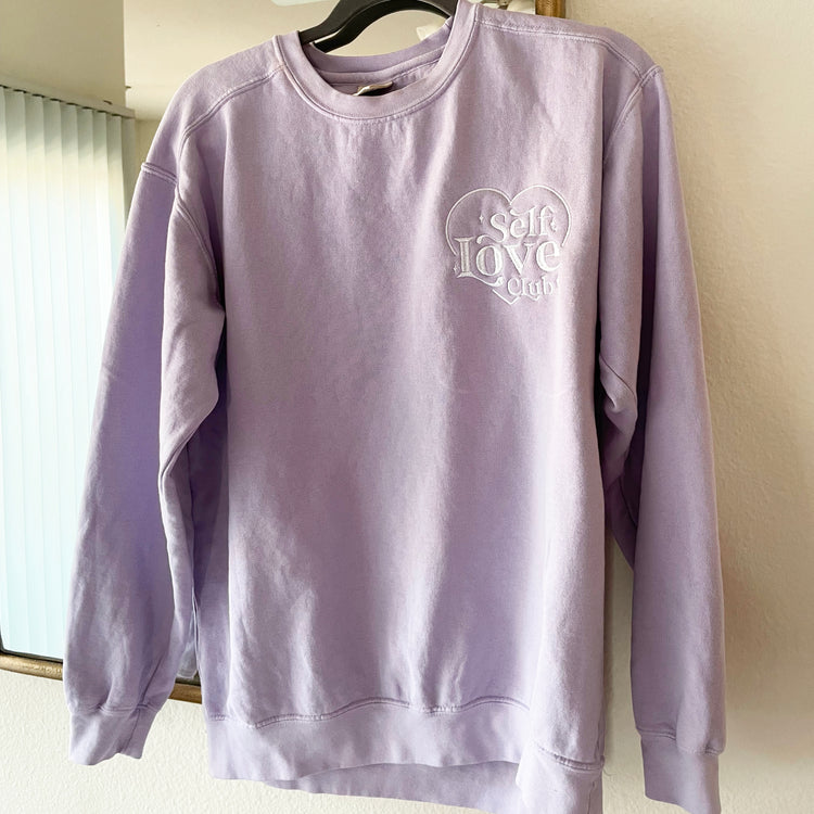 Lilac Self Love Club Embroidered Sweatshirt