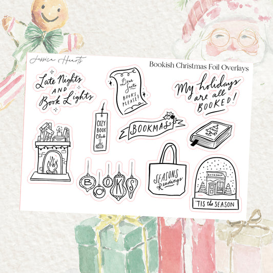Bookish Christmas Foil Overlay Sticker Sheet (Transparent)