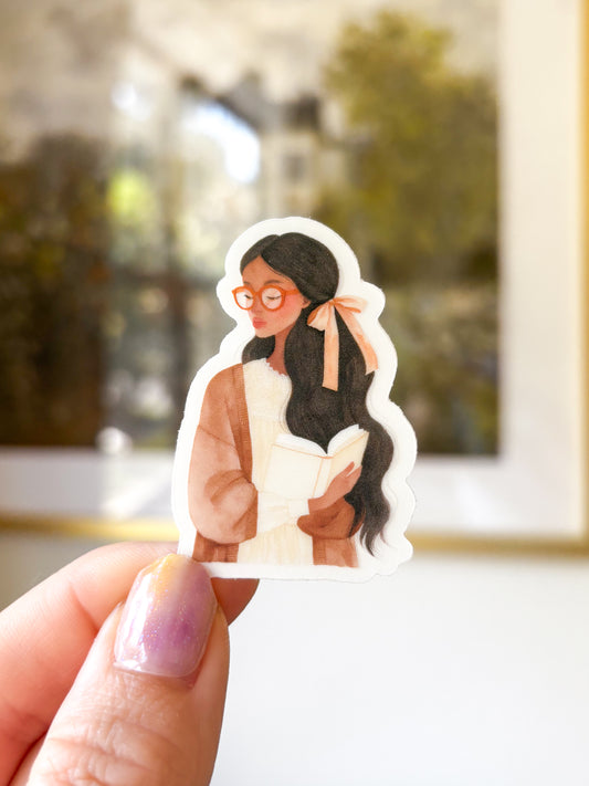 Books & Bows Girl Vinyl Sticker