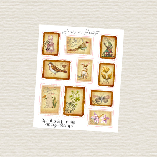 Bunnies & Blooms Vintage Stamps