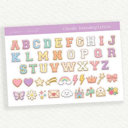 Chenille Journaling Letters Sticker Sheet