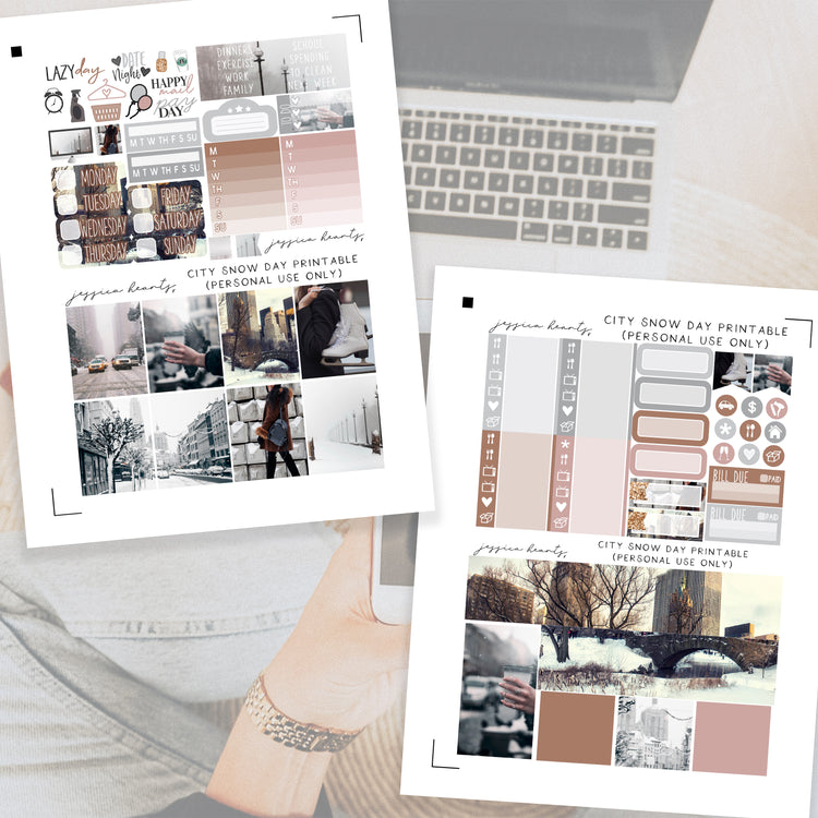 City Snow Day Printable Planner Sticker Kit