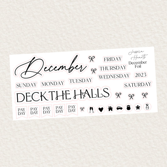 December Monthly Foil Sticker Sheet (Transparent)