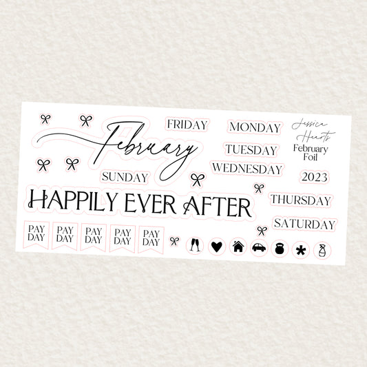 February Monthly Foil Sticker Sheet (Transparent)