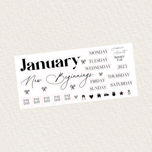 January Monthly Foil Sticker Sheet (Transparent)