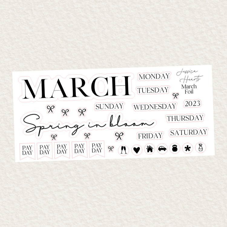 March Monthly Foil Sticker Sheet (Transparent)