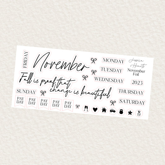 November Monthly Foil Sticker Sheet (Transparent)