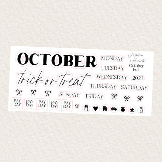 October Monthly Foil Sticker Sheet (Transparent)