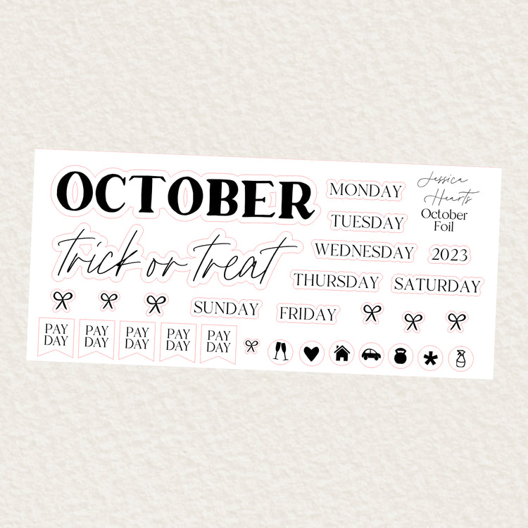 October Monthly Foil Sticker Sheet (Transparent)