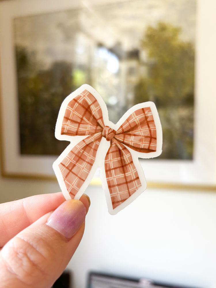 Plaid Bow Vinyl Sticker
