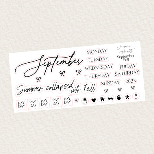 September Monthly Foil Sticker Sheet (Transparent)