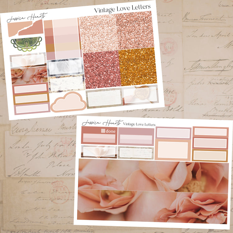 Vintage Love Letters Weekly Sticker Kit