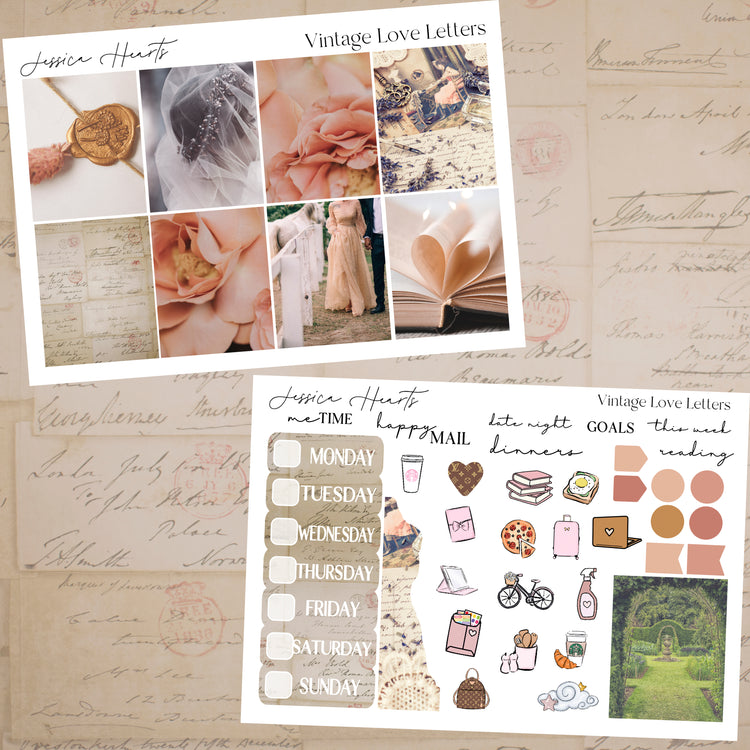 Vintage Love Letters Weekly Sticker Kit