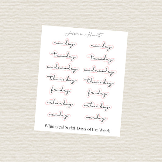 Whimsical Script Days of the Week
