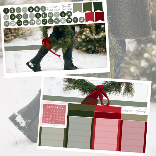 Winter Wreath December BLANK 2023 Monthly Kit + Foil Overlay
