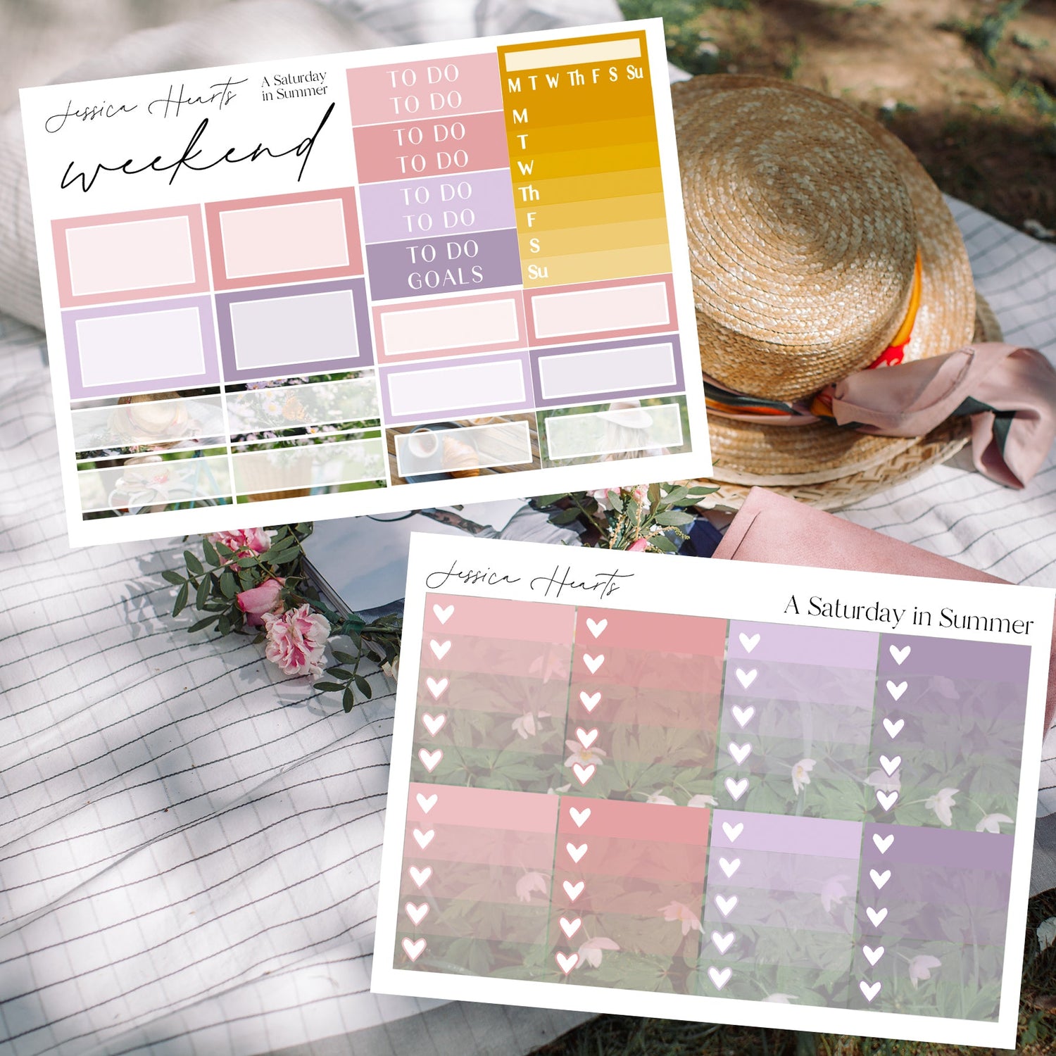 A Saturday in Summer Weekly Sticker Kit - Jessica Hearts