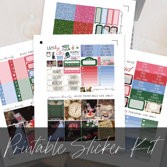 Alice Printable Planner Sticker Kit - Jessica Hearts