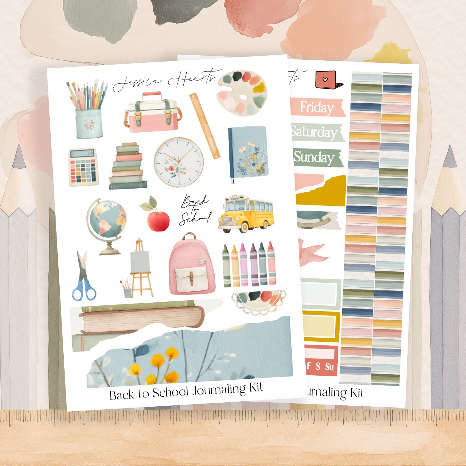 Back to School Journaling Kit - Jessica Hearts