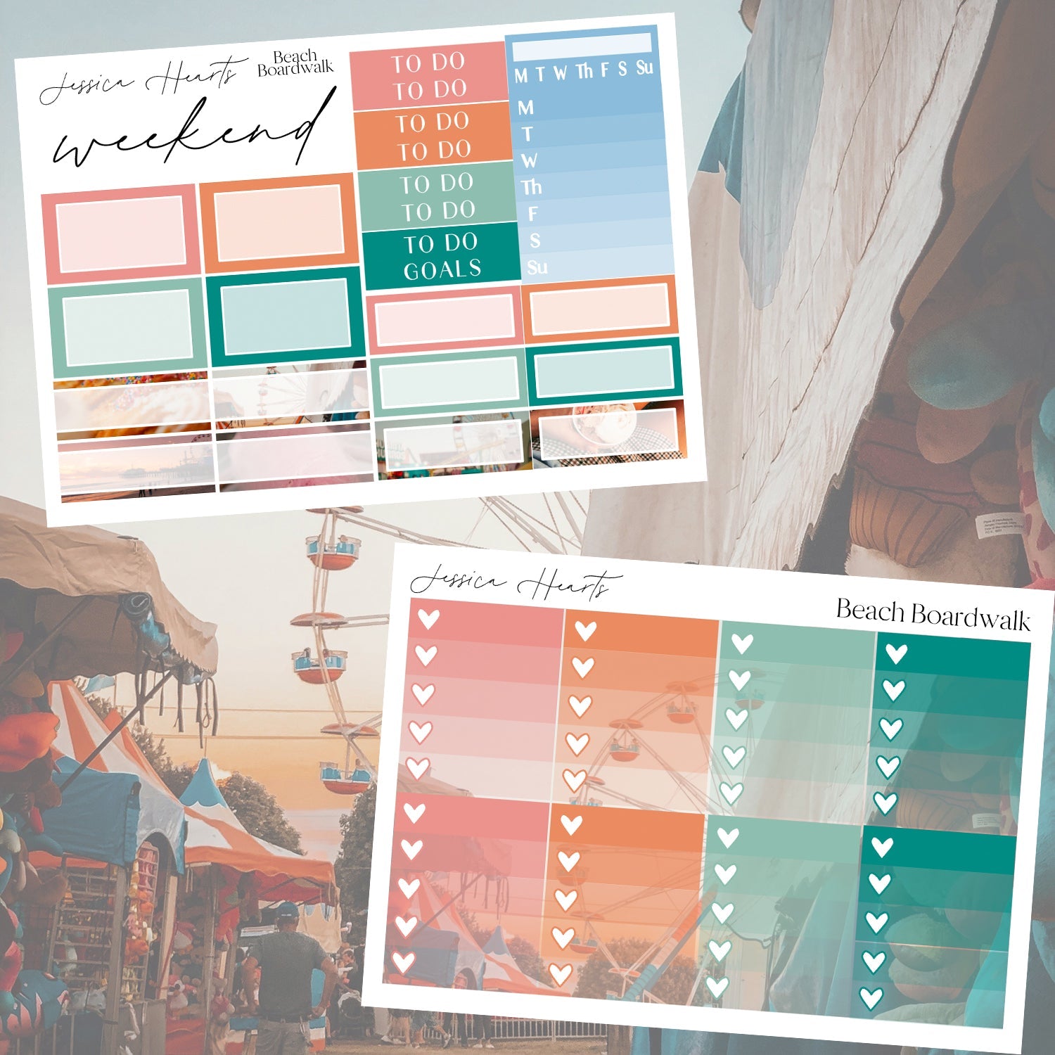 Beach Boardwalk Weekly Sticker Kit - Jessica Hearts