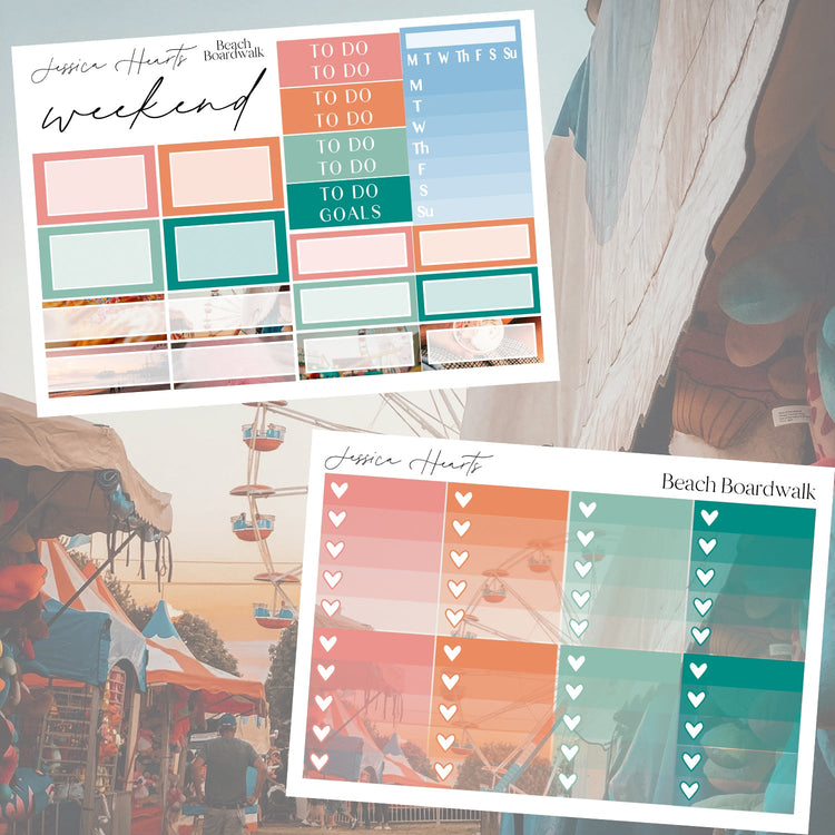 Beach Boardwalk Weekly Sticker Kit - Jessica Hearts