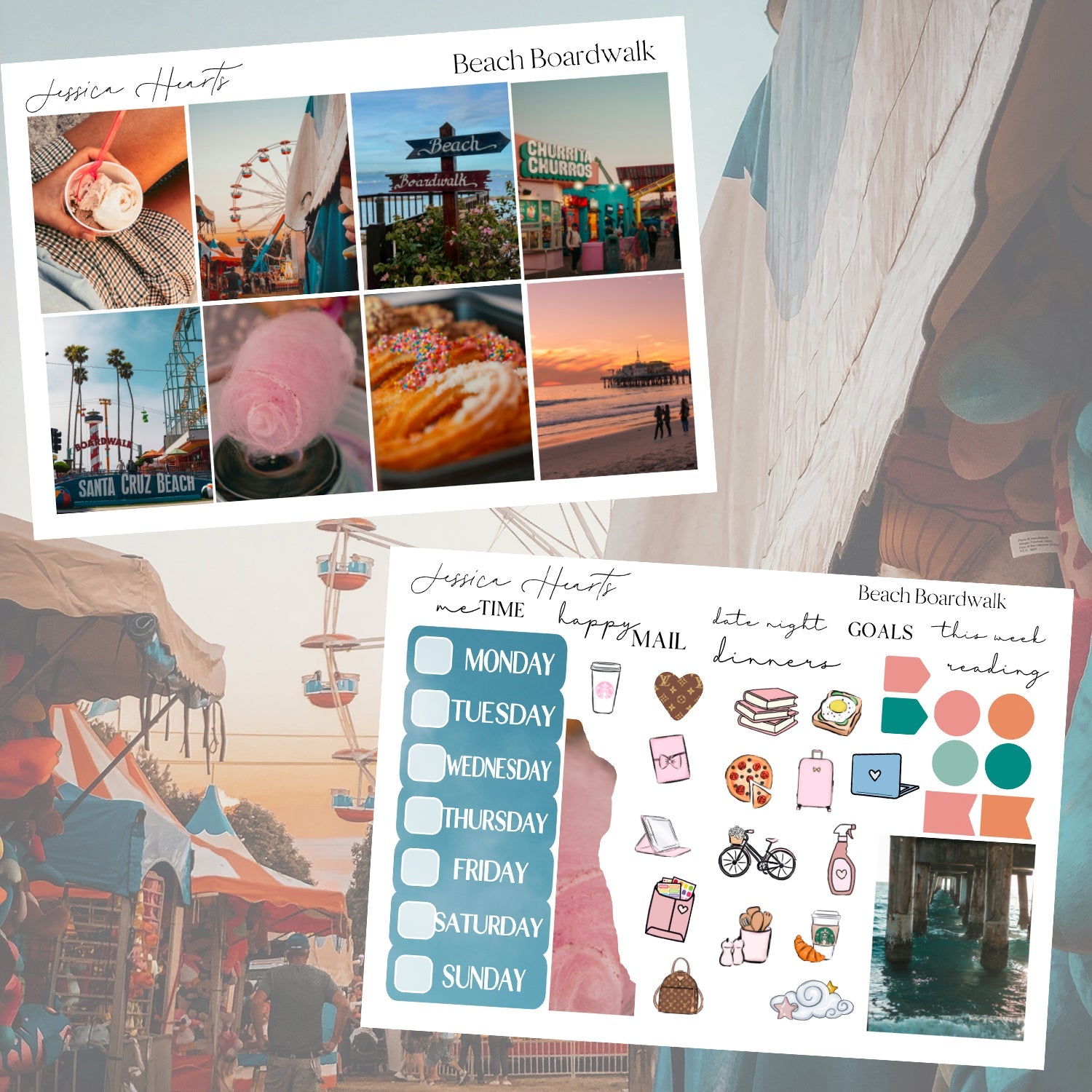 Beach Boardwalk Weekly Sticker Kit - Jessica Hearts