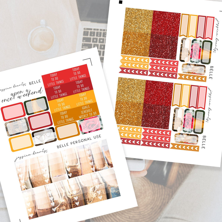Belle Printable Planner Sticker Kit - Jessica Hearts
