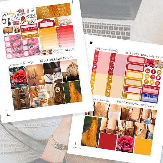 Belle Printable Planner Sticker Kit - Jessica Hearts