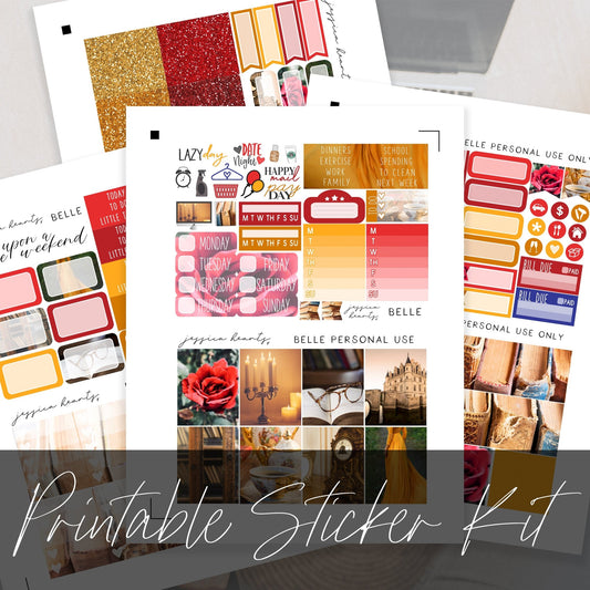 Belle Printable Planner Sticker Kit - Jessica Hearts