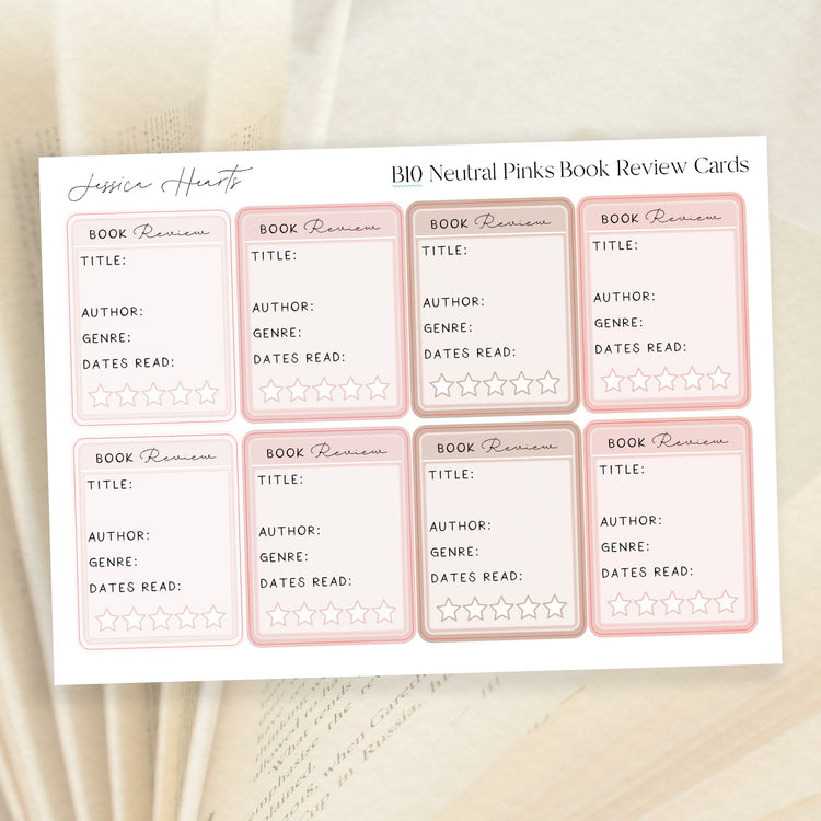 Book Review Stickers - Neutral Pinks (B10) - Jessica Hearts