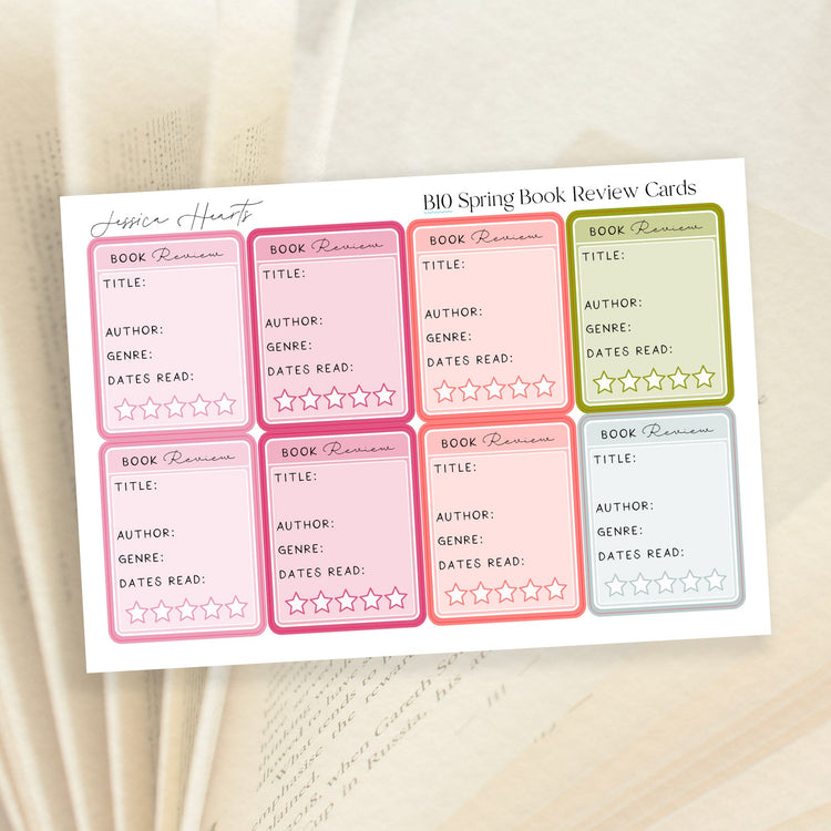 Book Review Stickers -Spring (B10) - Jessica Hearts