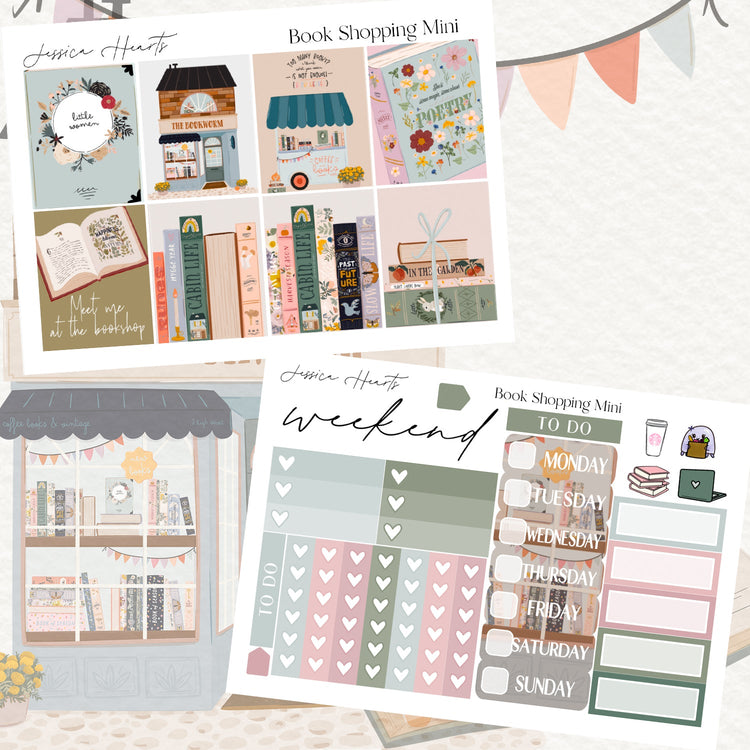 Book Shopping MINI Sticker Kit - Jessica Hearts