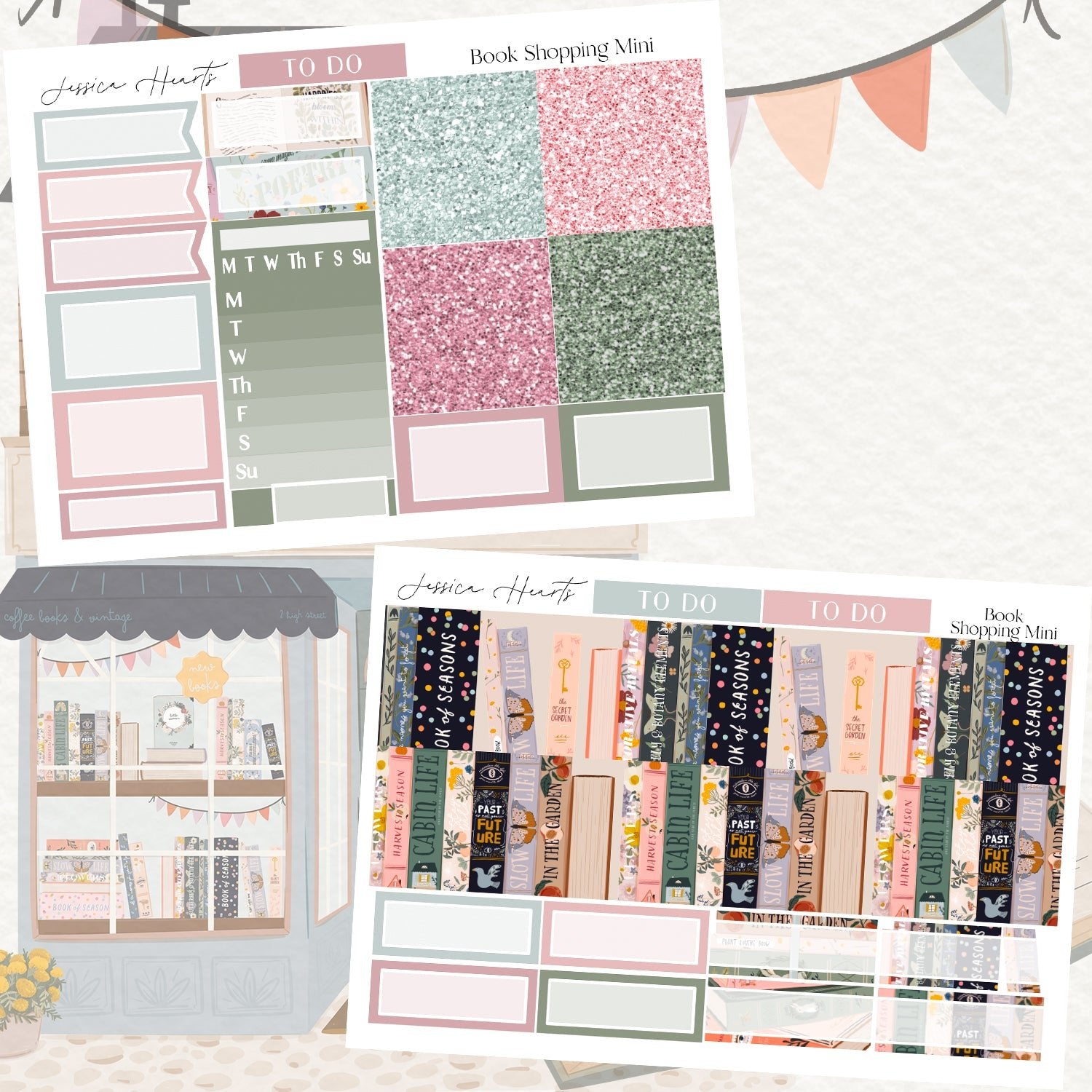 Book Shopping MINI Sticker Kit - Jessica Hearts