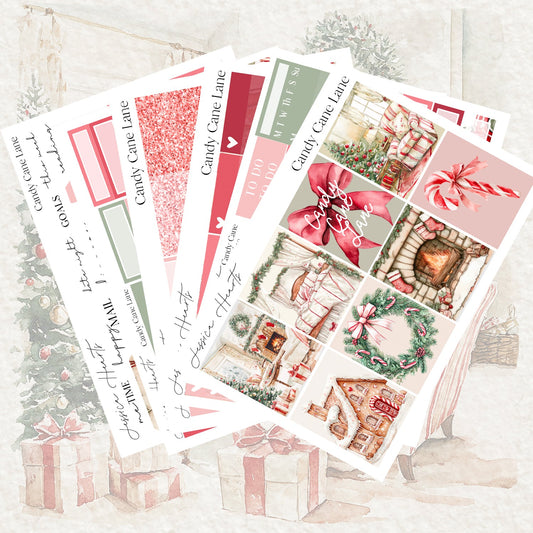 Candy Cane Lane Weekly Sticker Kit - Jessica Hearts