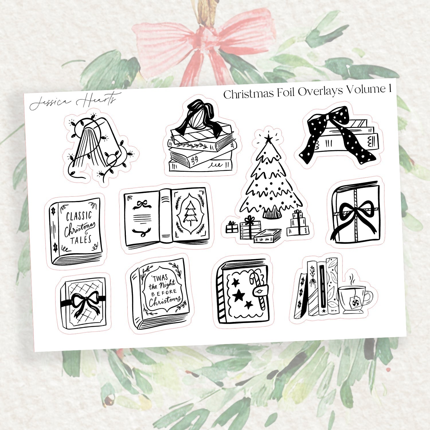 Christmas Foil Volume 1 Overlay Sticker Sheet (Transparent) - Jessica Hearts