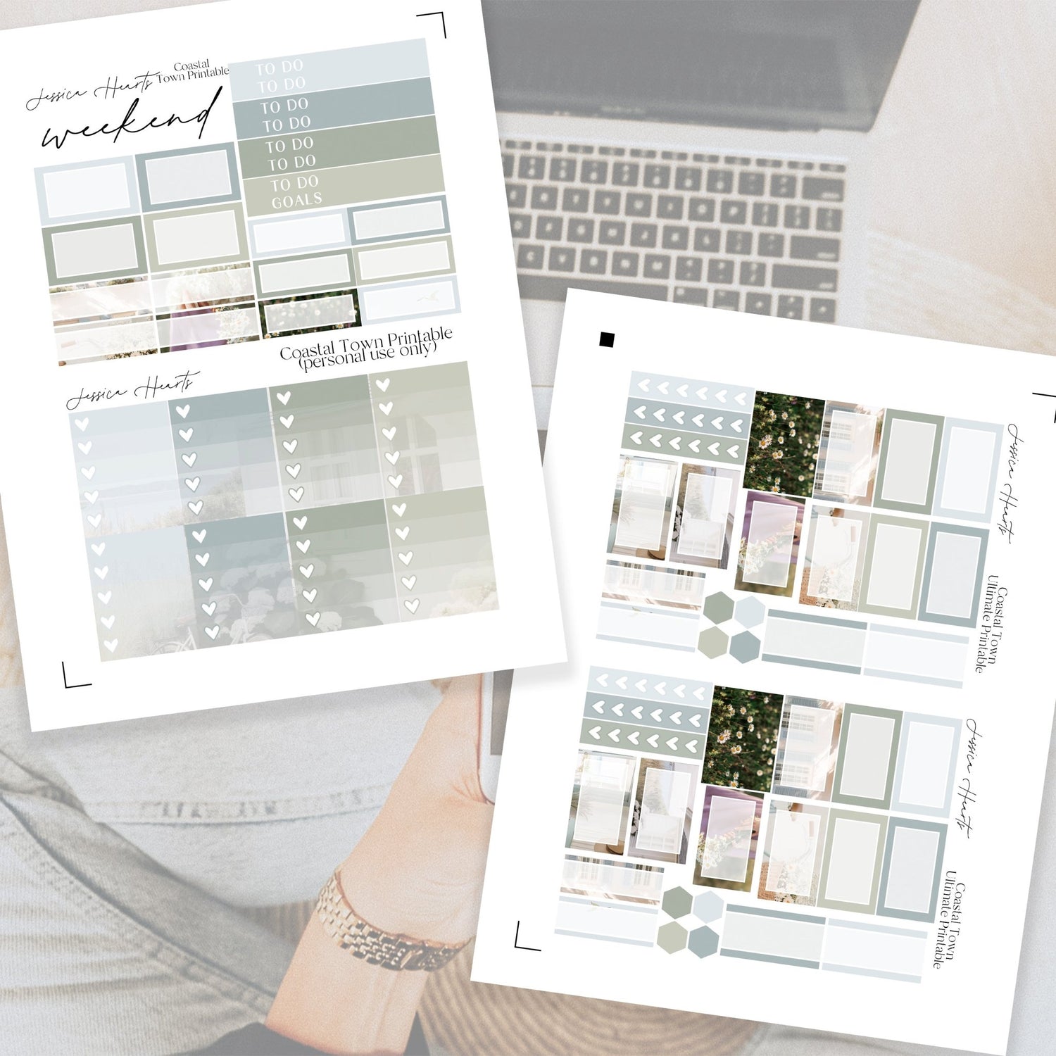 Coastal Town Printable Planner Sticker Kit - Jessica Hearts