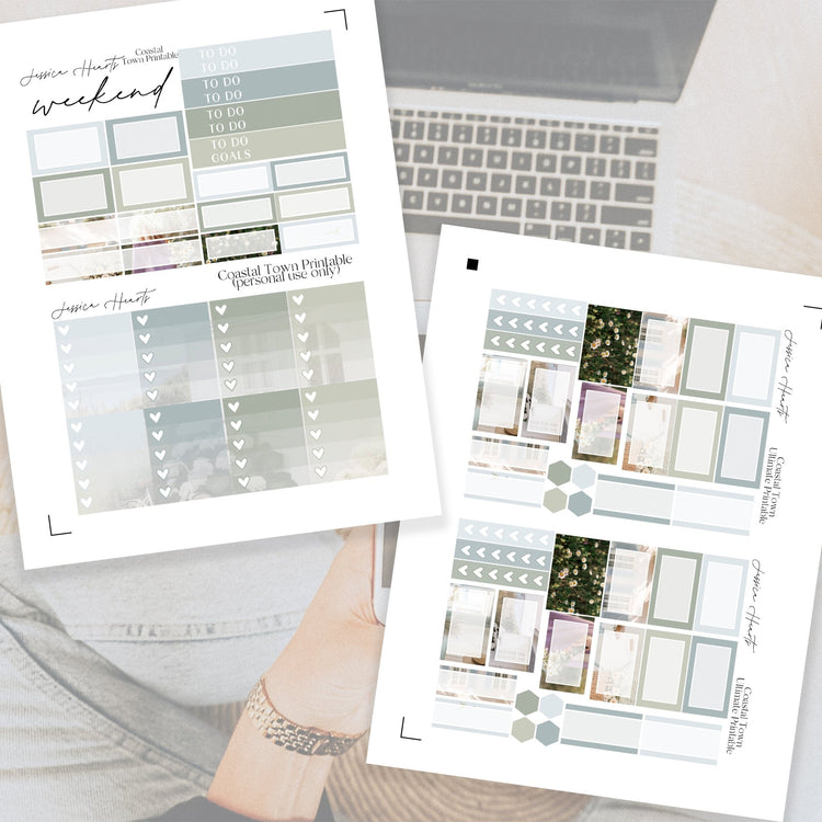 Coastal Town Printable Planner Sticker Kit - Jessica Hearts