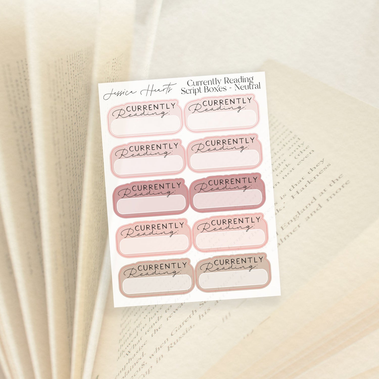 Currently Reading Script Boxes- Neutral - Jessica Hearts