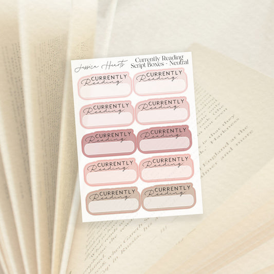 Currently Reading Script Boxes- Neutral - Jessica Hearts