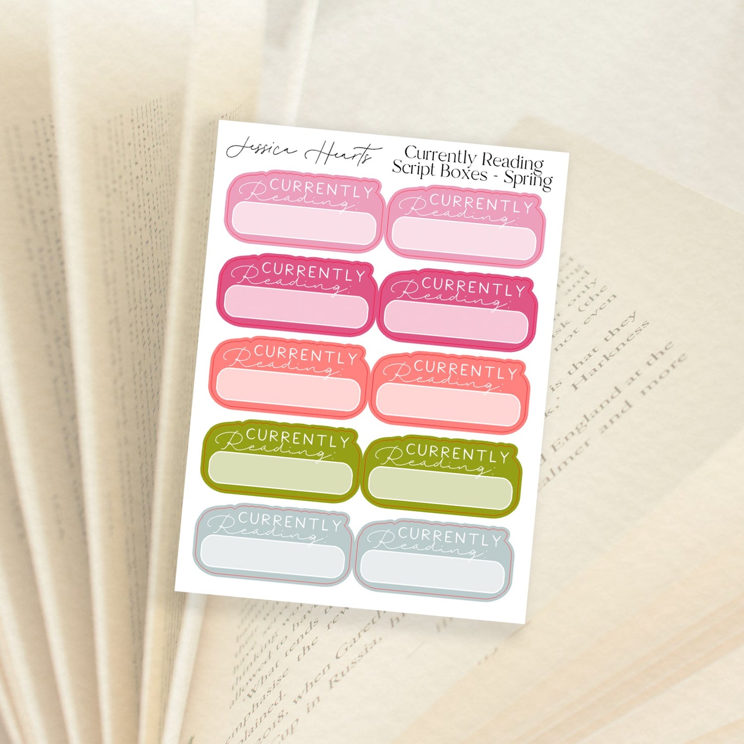 Currently Reading Script Boxes- Spring - Jessica Hearts