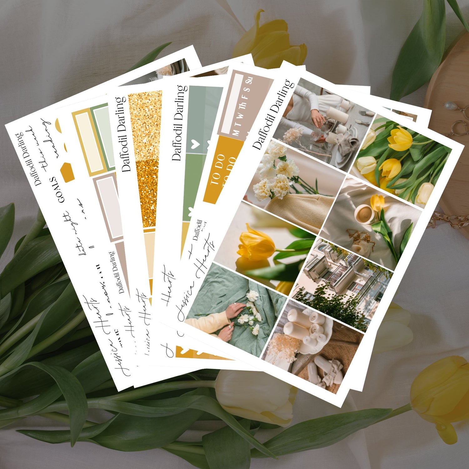 Daffodil Darling Weekly Sticker Kit - Jessica Hearts