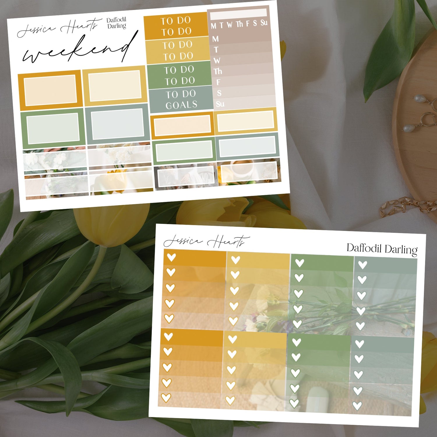 Daffodil Darling Weekly Sticker Kit - Jessica Hearts