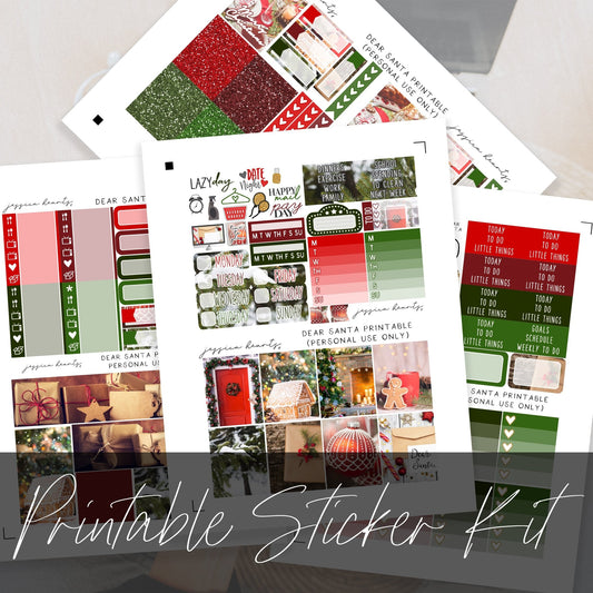 Dear Santa Printable Planner Sticker Kit - Jessica Hearts
